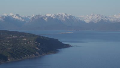 UHD Aerial of Homer Alaska view from Northwest includes Homer Spit
