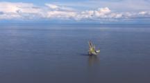 Cineflex Aerial Wide Shot Of Cook Inlet Clouds And Oil Platform Push To Tight On Platform Exnice