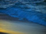 Whitewater Lapping Onto Beach, Blue Gold Light