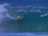 Body Boarding Large Hollow Wave