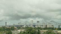 Timelapse - New Orleans Bridge And Clouds After A Rain Shower Clears Up