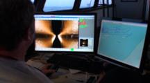 Side Scan Sonar Operators Talking While Watching Displays, Night