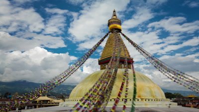 Time-lapse of the top of Boudhanath Stupa in Boudha, Nepal.