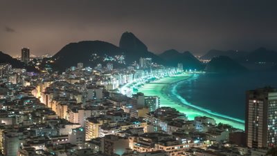 Nighttime time-lapse of Rio de Janeiro from a favela area.