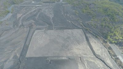 Aerial Footage Dry River Flood Plain Near Volcano