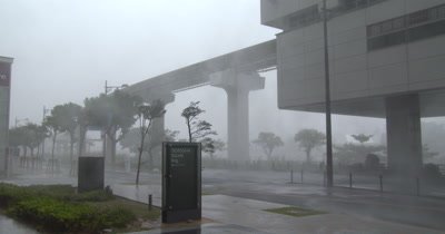 Intense Hurricane Wind Rain Rips Through City
