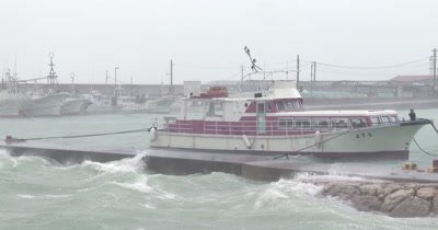 Intense Hurricane Wind Rain Hits Harbor