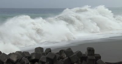 Huge Waves Spawned By Major Hurricane Crash Onto Beach