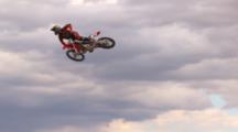 Motocross Rider Does A Big Whip.