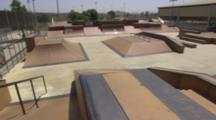 Wide Pan Of An Empty Skate Park.