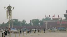 Cars Drive Past Tiananmen Square, Beijing, China