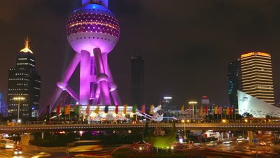 The Oriental Pearl Tower Lights up, Shanghai, China