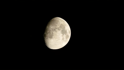 Waxing Gibbous Moon Moving in Night Sky