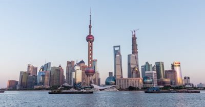 Time Lapse of Shanghai Pudong New Area from Day to Night, China