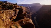 Grand Canyon Rim, Showing The Colorado River One Mile Below. Arizona.