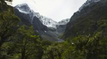 Mount Christina With Fresh Snow, Hollyford Valley, Milford Sound, New Zealand.