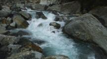 Haast Pass, River Rushing Over Rocky Canyon, Aqua Blue Fresh Water.