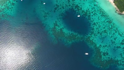 Top view aerial video of beauty nature landscape with beach, corals and sea on Koh Rok island, Thailand, 4k