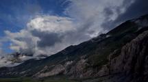 Clouds Moving Over Mountains In The Manang Valley