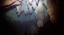 Stalactites Inside Underwater Cave