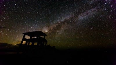 5K Timelapse of derelict building and Milky Way