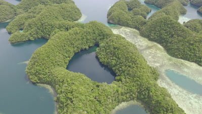 Aerial drone view of Marine Lake in Palau
