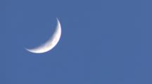 Crescent Moon Drifting Slowly Down Frame