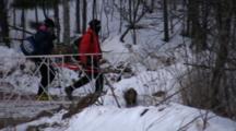 American Birkebeiner, Pre-Race, Skiers Walking Down Road To Start Line