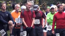People, Runners, Trekkers, Relays, Running Race Through Woods