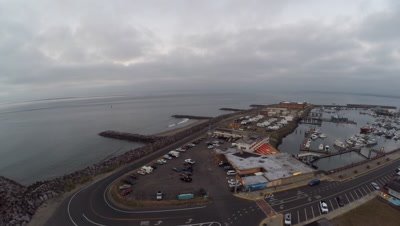 Aerial footage from the harbor in Westport Washington